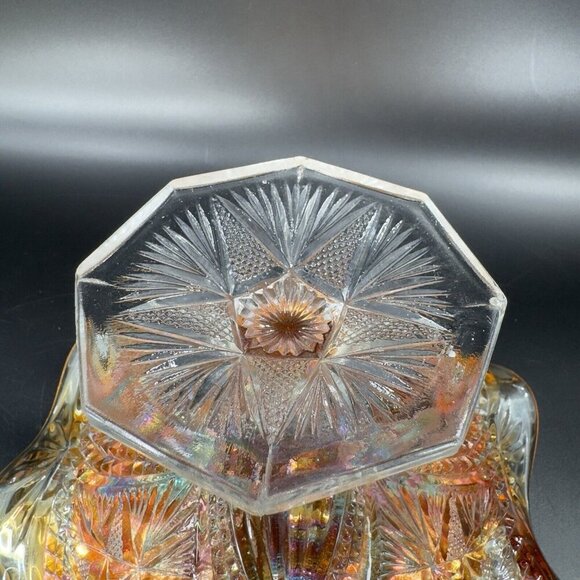 Imperial Glass Iridescent Marigold Carnival Glass Ruffled Footed Bowl Dish VTG - Picture 8 of 16